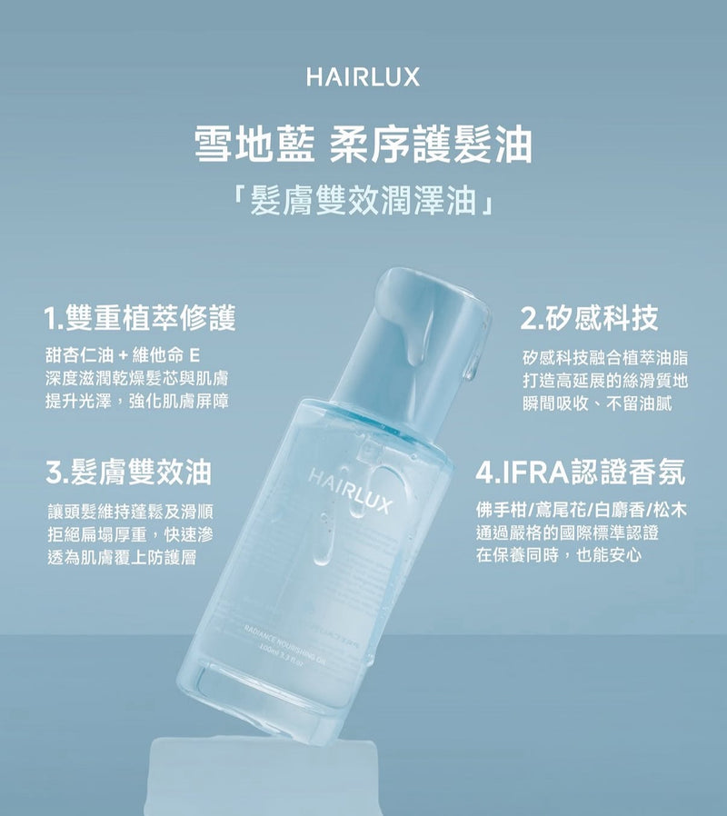 柔序護髮油-雪地藍 100ml - HAIRLUX - 產品說明